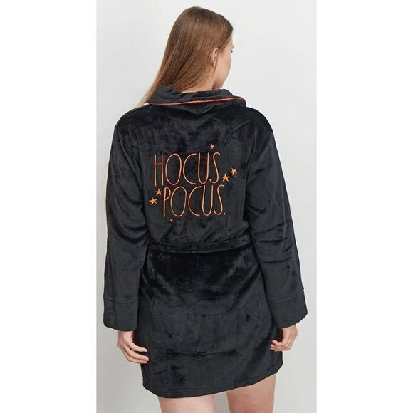 Rae Dunn Other - Rae Dunn Hocus Pocus Medium black velour robe with orange pipeing. Bels differen